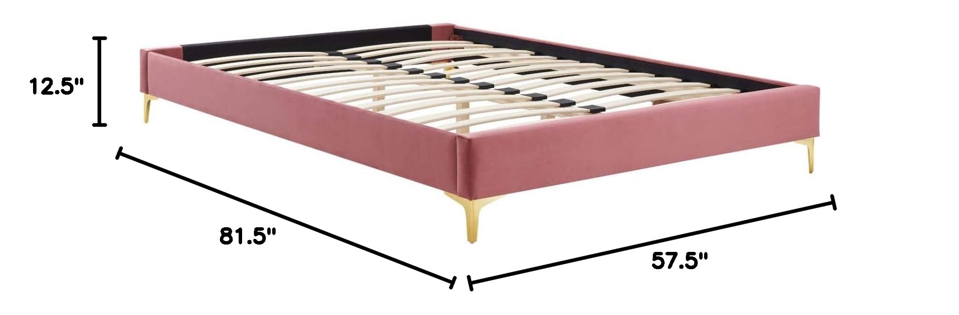 Bed | CasaFoyer Sutton Performance Velvet Full Bed Frame | Stain-Resistant | Durable | Wood Slat Support | Gold Metal Legs | Compatible with Headboard Styles | 800 lbs Weight Capacity | casafoyer.myshopify.com