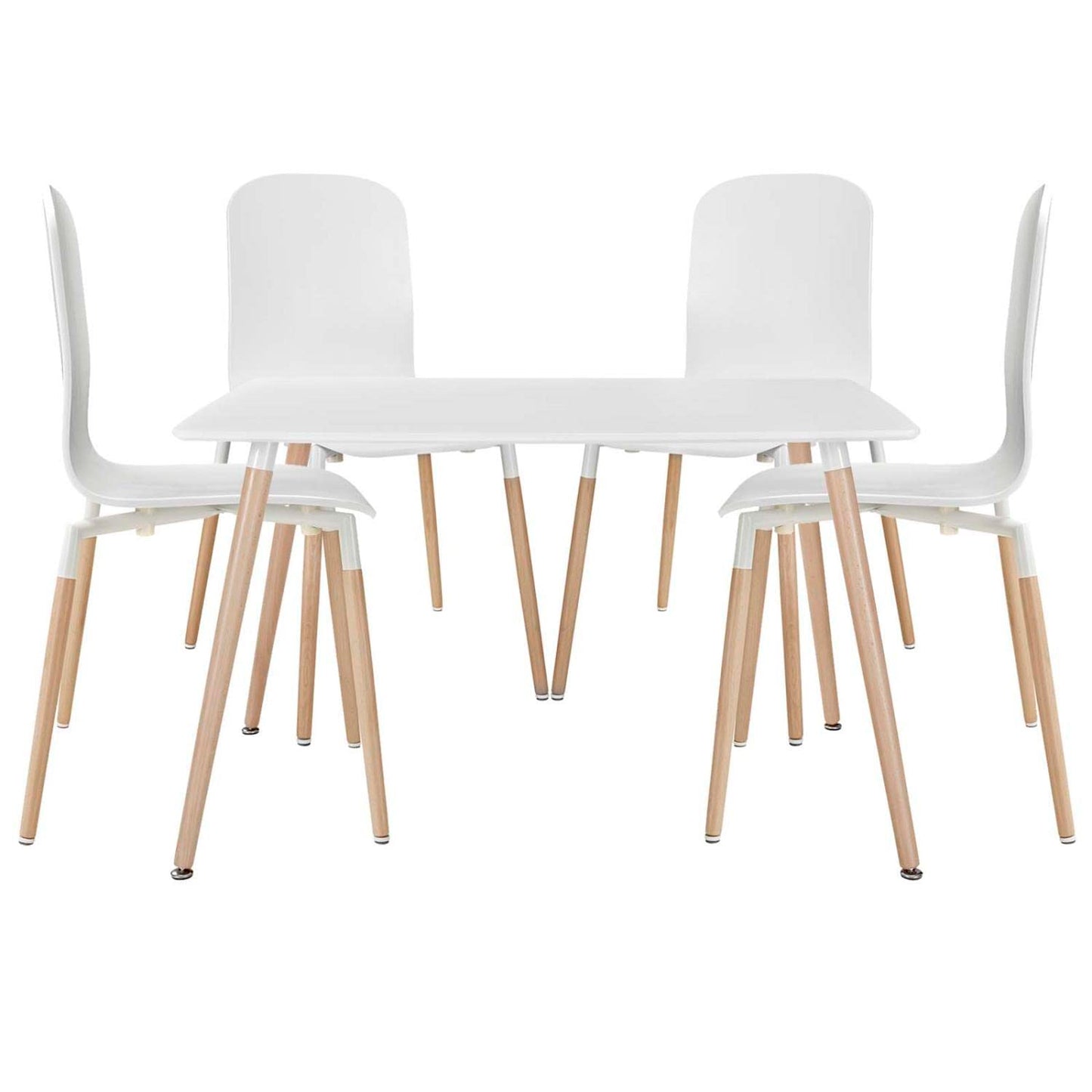 childrens table and chair sets | CasaFoyer Stack Wood Dining Set | Sleek & Sophisticated Furniture | Minimalist Decor | 4 Chairs & 1 Table | Durable Steel & Beech Wood Legs | White | casafoyer.myshopify.com