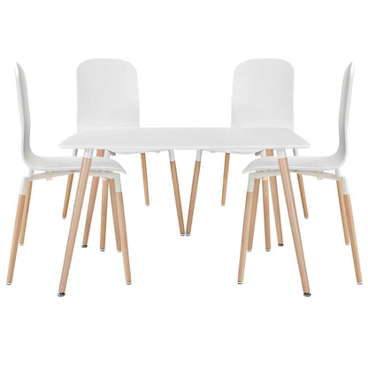 childrens table and chair sets | CasaFoyer Stack Wood Dining Set | Sleek & Sophisticated Furniture | Minimalist Decor | 4 Chairs & 1 Table | Durable Steel & Beech Wood Legs | White | casafoyer.myshopify.com