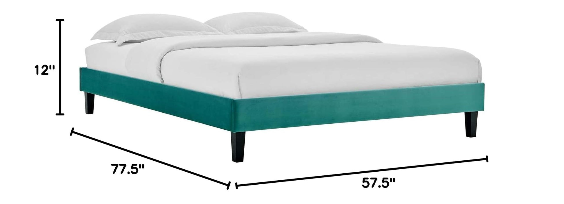 Bed | CasaFoyer Reign Performance Velvet Full Platform Bed Frame | Durable Upholstered Bed with Sturdy Rails & Tapered Legs | No Box Spring Needed | 800 lbs Weight Capacity | Teal | casafoyer.myshopify.com