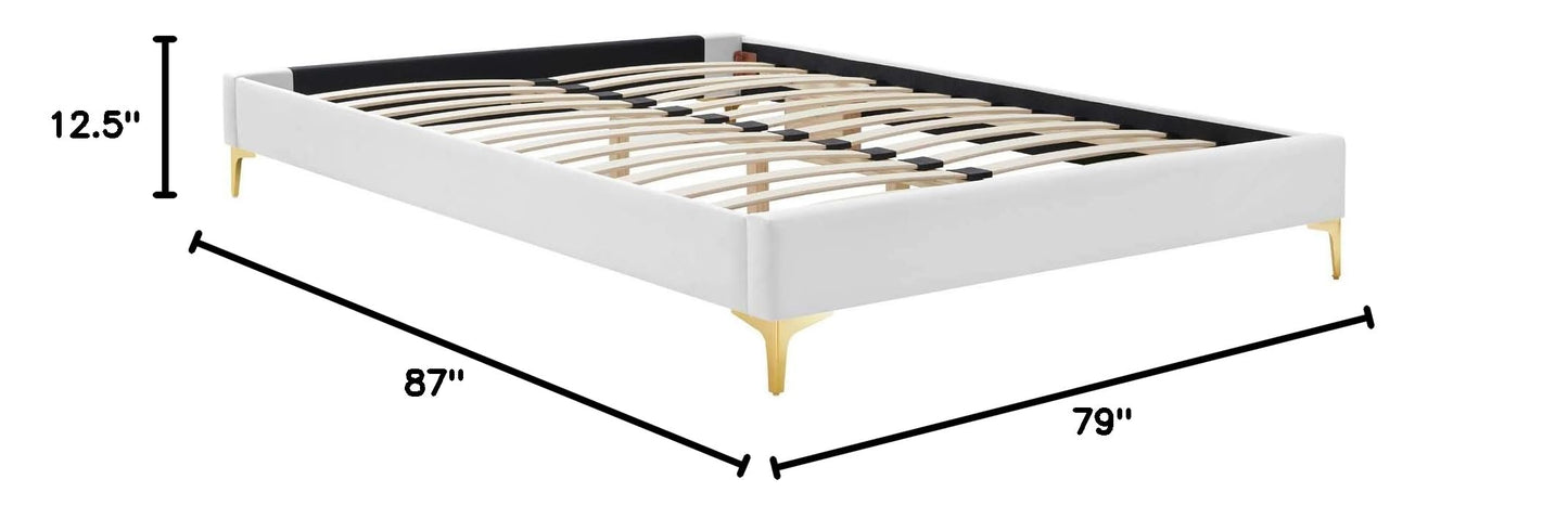 bed frames | CasaFoyer Sutton Performance Velvet King Bed Frame | Stain-Resistant | Durable | No Box Spring Needed | Gold Metal Legs | 800 lbs Capacity | casafoyer.myshopify.com
