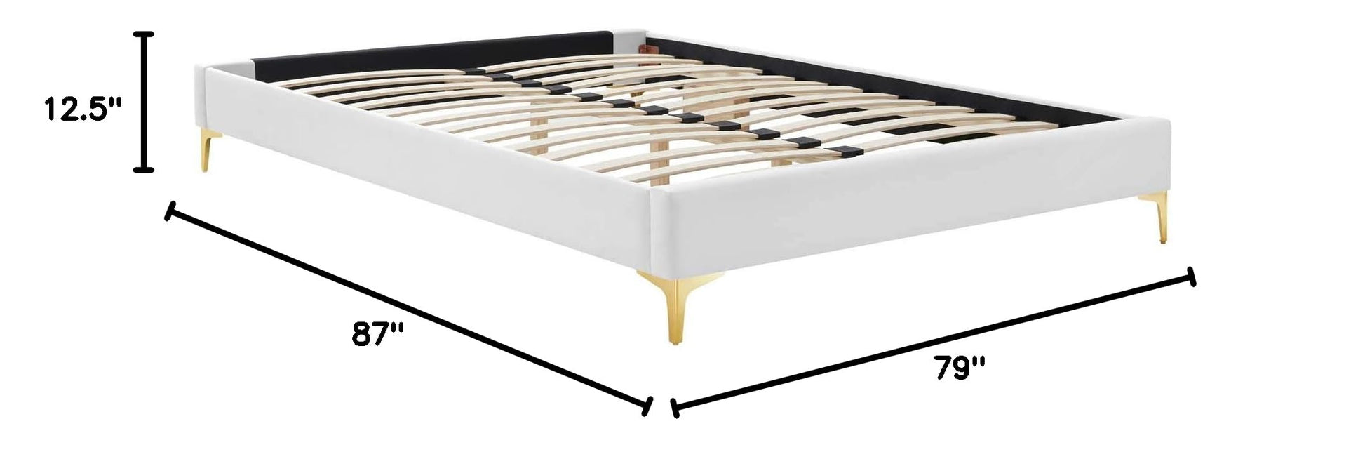 bed frames | CasaFoyer Sutton Performance Velvet King Bed Frame | Stain-Resistant | Durable | No Box Spring Needed | Gold Metal Legs | 800 lbs Capacity | casafoyer.myshopify.com