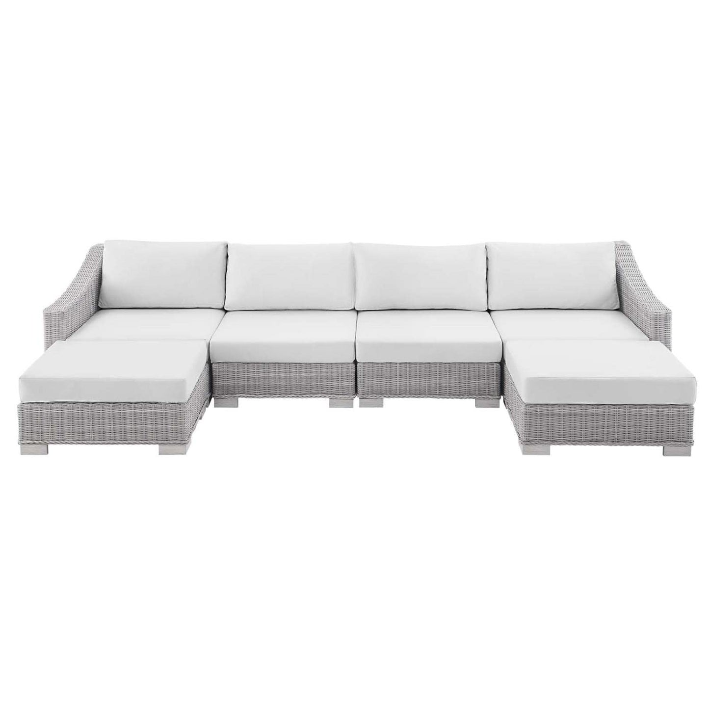 kitchen and dining room sets | CasaFoyer Conway Outdoor Patio Sunbrella Wicker Rattan 6-Piece Furniture Set | Light Gray | UV-Resistant | Water-Resistant Covers | Assembly Required | casafoyer.myshopify.com