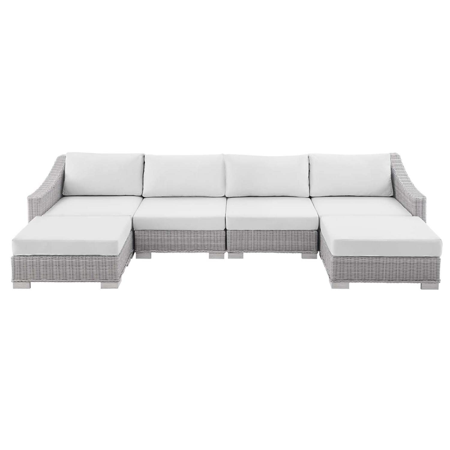 kitchen and dining room sets | CasaFoyer Conway Outdoor Patio Sunbrella Wicker Rattan 6-Piece Furniture Set | Light Gray | UV-Resistant | Water-Resistant Covers | Assembly Required | casafoyer.myshopify.com