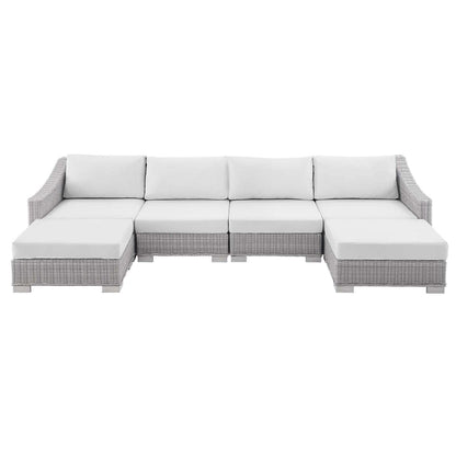 kitchen and dining room sets | CasaFoyer Conway Outdoor Patio Sunbrella Wicker Rattan 6-Piece Furniture Set | Light Gray | UV-Resistant | Water-Resistant Covers | Assembly Required | casafoyer.myshopify.com
