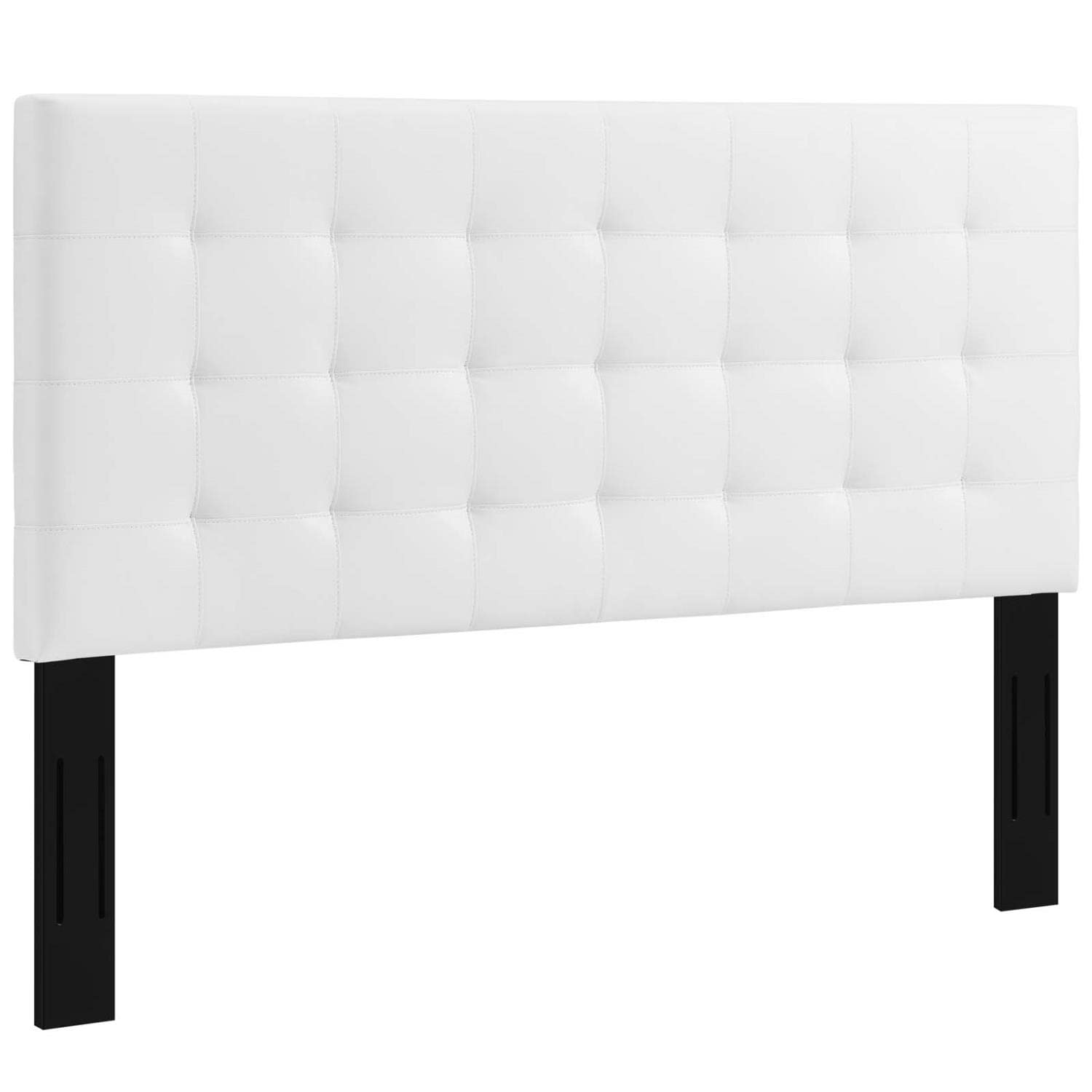 Bed | CasaFoyer Paisley Square-Patterned | Biscuit Tufted | Faux Leather Headboard - White | casafoyer.myshopify.com