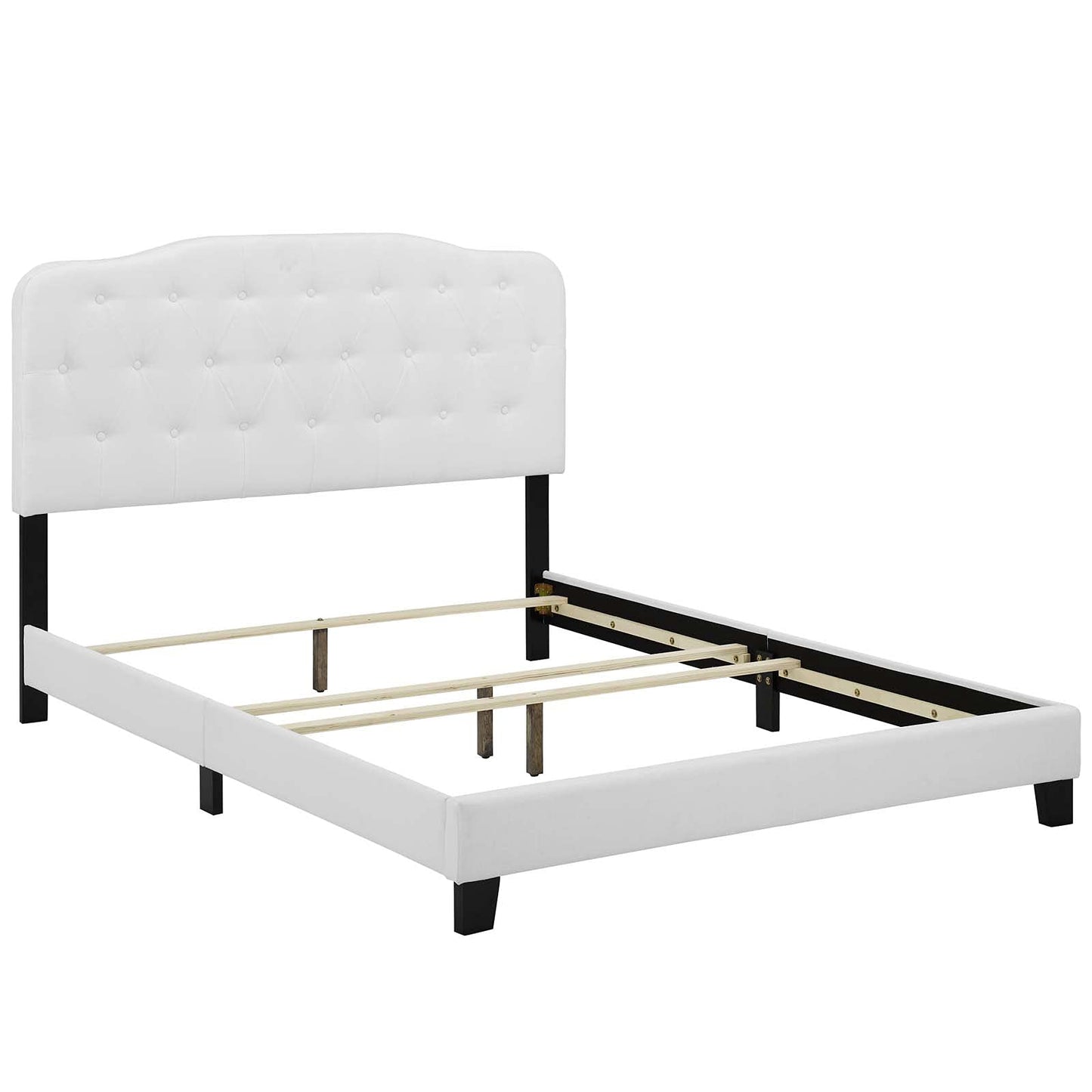 Bed | CasaFoyer Amelia King Bed | Luxurious Chic Style | Button-Tufted Headboard | Solid Wood Construction | Non-Marking Legs | Sturdy & Stable | Upholstered Frame | Box Spring Required | 800 lbs Weight Capacity | casafoyer.myshopify.com