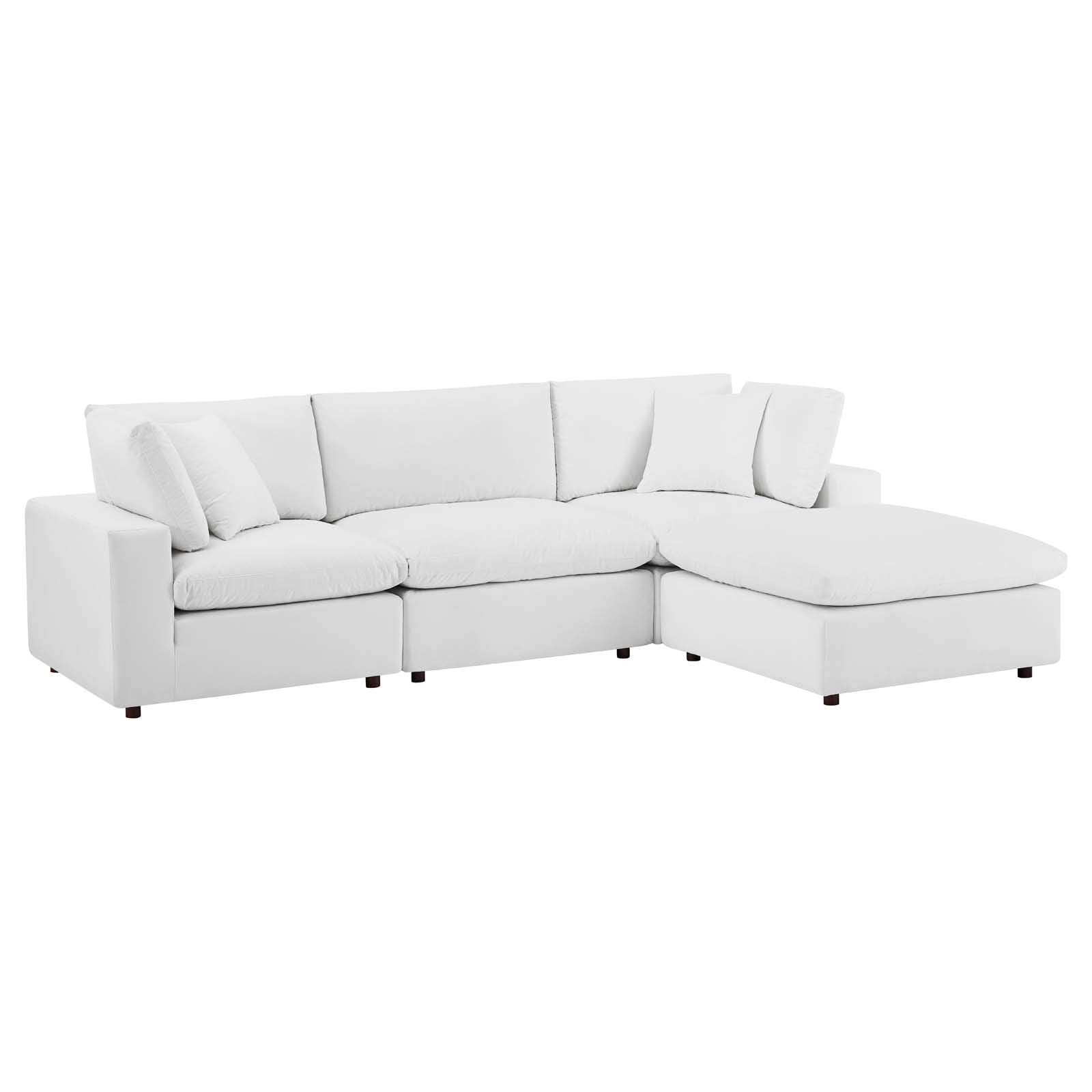 sofas | CasaFoyer Commix Sectional Sofa | Stain-Resistant Velvet | Solid Wood Construction | Overstuffed Down Feather Cushions | Lounging and Unwinding | Includes Armless Chair, Ottoman, and Corner Chairs | White | casafoyer.myshopify.com