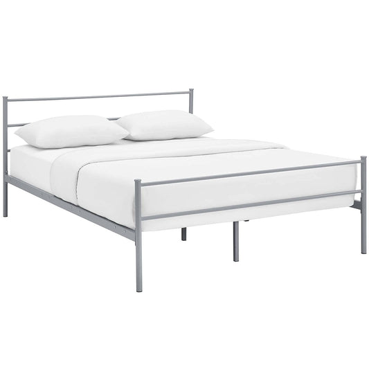 Bed | CasaFoyer Alina Platform Queen Bed | Rustic Charm meets Modern Decor | Holds 1323 lbs | No Box Spring Needed | Fits Memory Foam, Spring, Latex, Hybrid Mattresses | Gray | casafoyer.myshopify.com