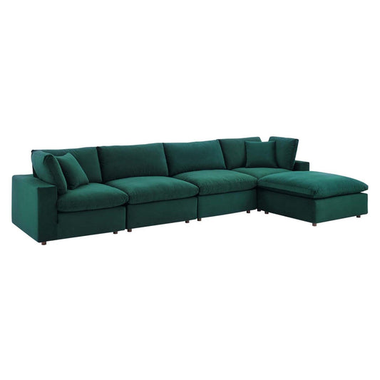 kitchen and dining room sets | CasaFoyer Commix | Luxurious & Inviting 5-Piece Sectional Sofa Set | Green Stain-Resistant Velvet | Solid Wood Construction | Foam & Duck Down Cushions | Overstuffed Feather Cushions | 331 lbs Weight Capacity | Plastic Foot Glides | casafoyer.myshopify.com