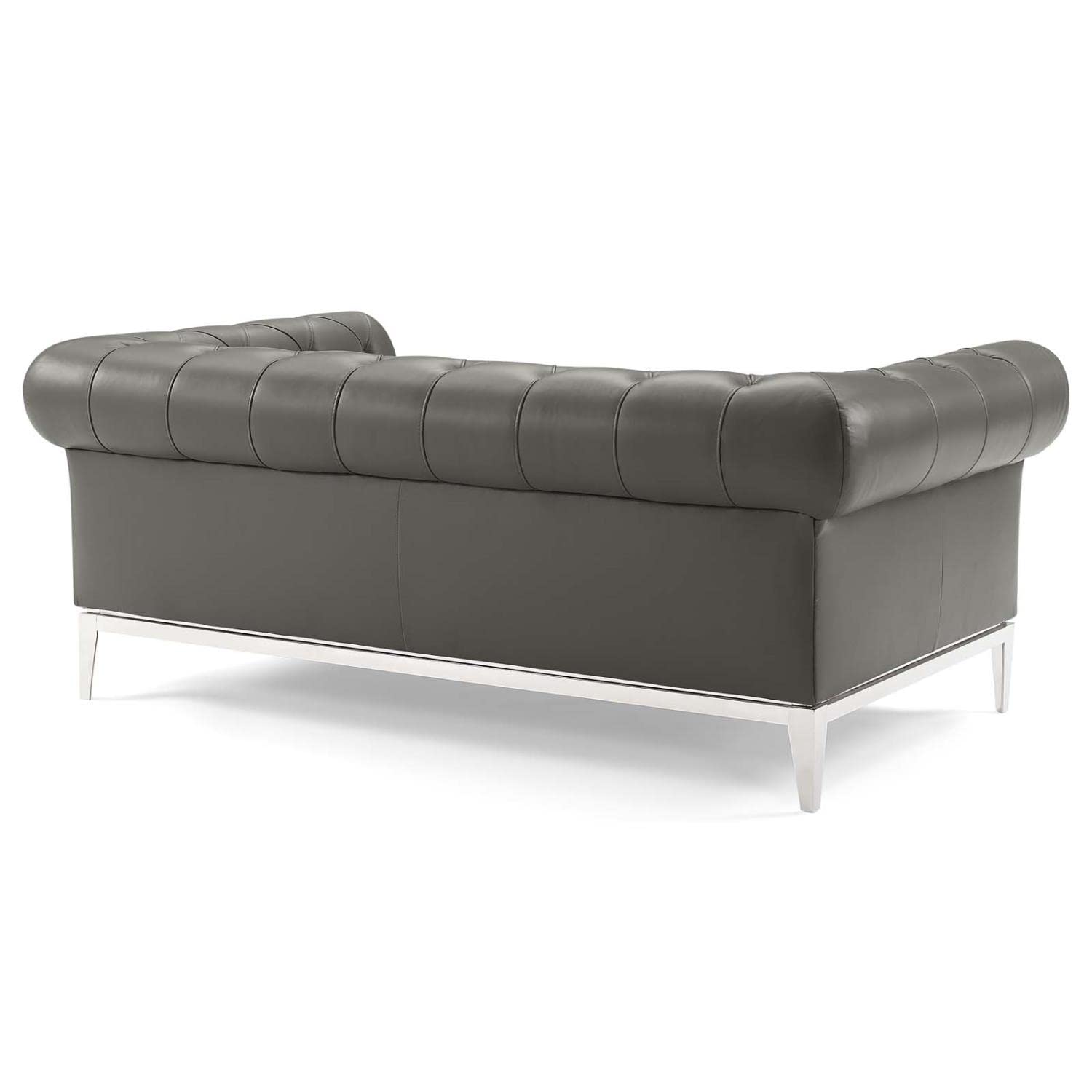 sofas | CasaFoyer Idyll Leather Chesterfield Loveseat | Spacious & Opulent | Supple Leather Upholstery | Tufted Button Accents | Plush Seating | Sturdy Frame | Gray | casafoyer.myshopify.com