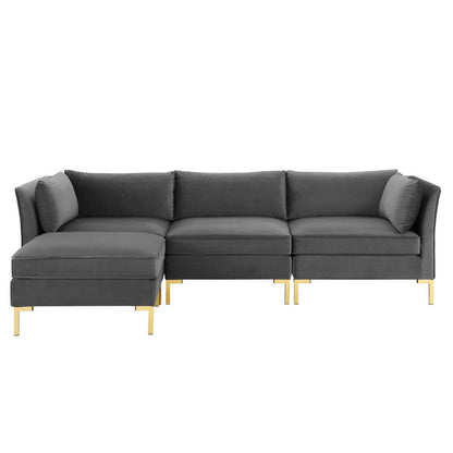 kitchen and dining room sets | CasaFoyer Ardent Performance Velvet 4-Piece Sectional Sofa | Vintage Modern Glam Deco Style | Versatile Configurations | Stain-Resistant Upholstery | Premium Seating | Gold Metal Legs | 440 lbs Capacity | casafoyer.myshopify.com