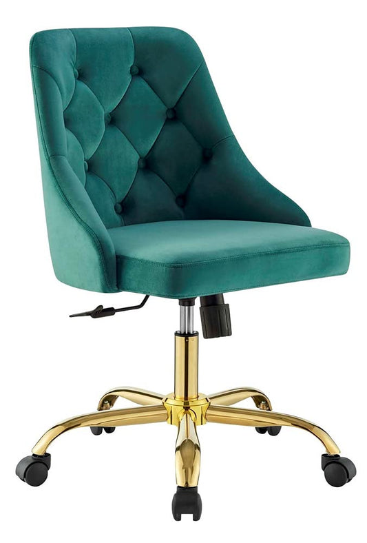 home office desk chairs | CasaFoyer Distinct Tufted Performance Velvet Office Chair - Gold Teal | Glam Deco Style | Vintage Modern Charm | Stain-Resistant | Comfortable Seating | 360 Swivel | Tilt Control | Pneumatic Height Adjustment | 220 lbs | casafoyer.myshopify.com