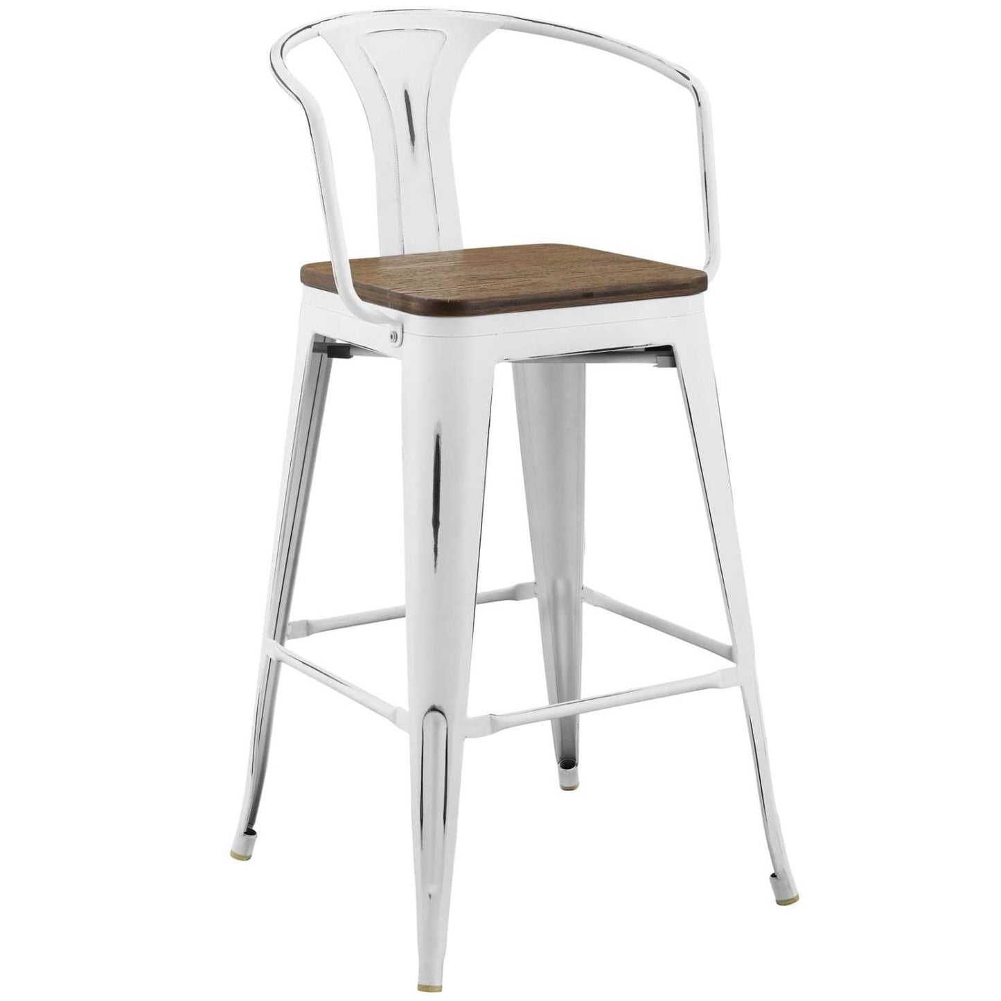 barstools | CasaFoyer Promenade Arm Bamboo & Metal Bar Stool Set | Vintage Steel Finish | Industrial Modern Design | 2 Stools Included | casafoyer.myshopify.com