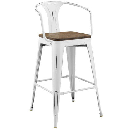 barstools | CasaFoyer Promenade Arm Bamboo & Metal Bar Stool Set | Vintage Steel Finish | Industrial Modern Design | 2 Stools Included | casafoyer.myshopify.com