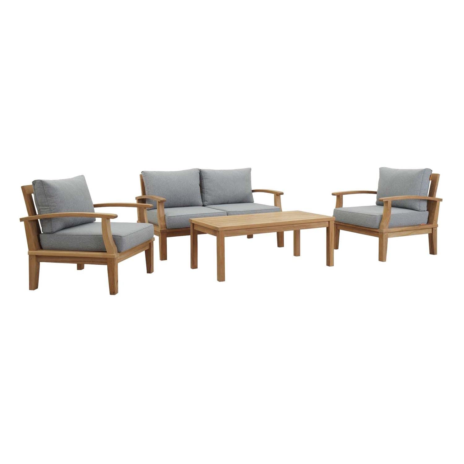 kitchen and dining room sets | CasaFoyer Marina Teak Wood Outdoor Patio Furniture Sofa Sectional Set | Luxury Design | Durable Construction | All-Weather Cushions | Includes Coffee Table, Sofa, and Armchairs | casafoyer.myshopify.com