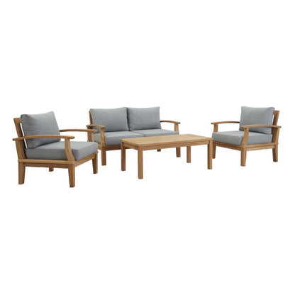 kitchen and dining room sets | CasaFoyer Marina Teak Wood Outdoor Patio Furniture Sofa Sectional Set | Luxury Design | Durable Construction | All-Weather Cushions | Includes Coffee Table, Sofa, and Armchairs | casafoyer.myshopify.com
