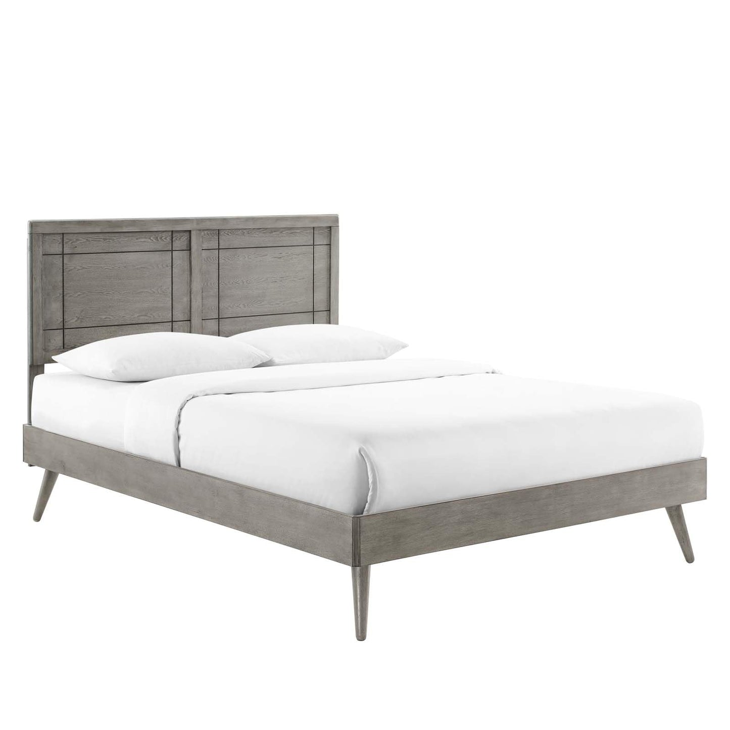 Bed | CasaFoyer Marlee Wood Full Platform Bed | Modern Design | Retro Details | Organic Aesthetics | Gray | casafoyer.myshopify.com