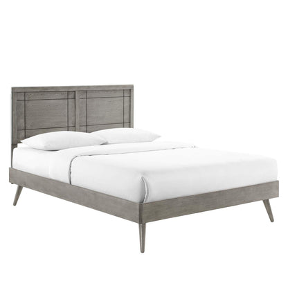 Bed | CasaFoyer Marlee Wood Full Platform Bed | Modern Design | Retro Details | Organic Aesthetics | Gray | casafoyer.myshopify.com