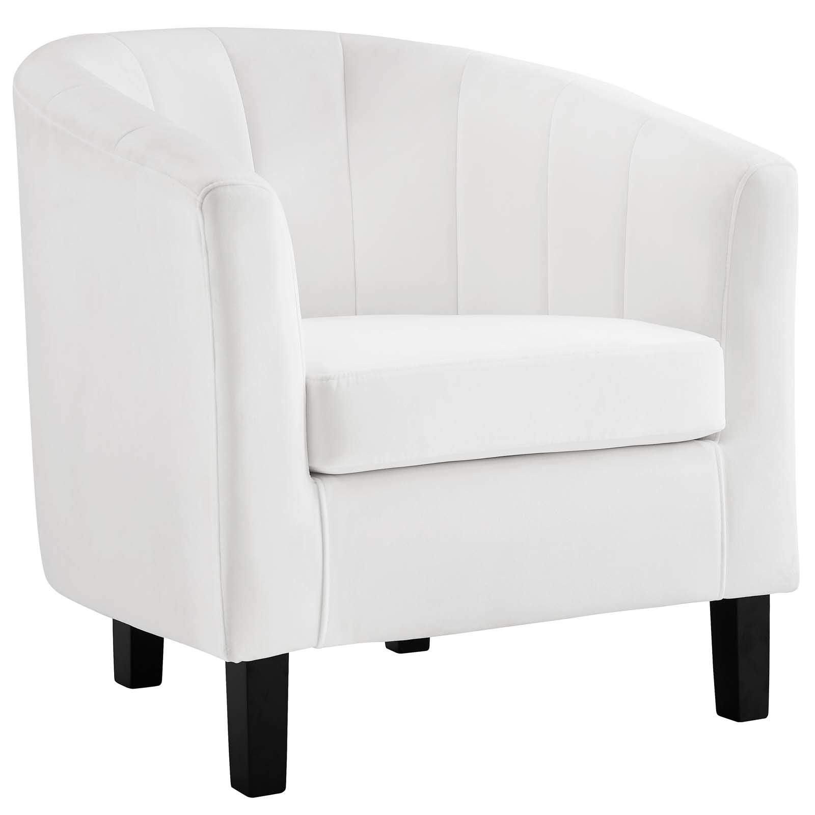 home office desk chairs | CasaFoyer Prospect Performance Velvet Armchair Set of 2 | Stain-Resistant | Channel Tufted | Retro Modern Design | Comfortable & Stylish | White | casafoyer.myshopify.com