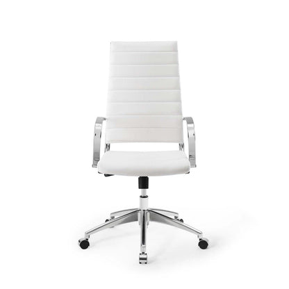 home office desk chairs | CasaFoyer Jive Highback Office Chair | Stylish & Comfortable | Ribbed Vinyl Back | Padded Seat Cushion | 90-Degree Wrist Angling Armrests | Chrome-Plated Aluminum Base | Dual-Wheel Casters | Perfect for Modern Offices | casafoyer.myshopify.com