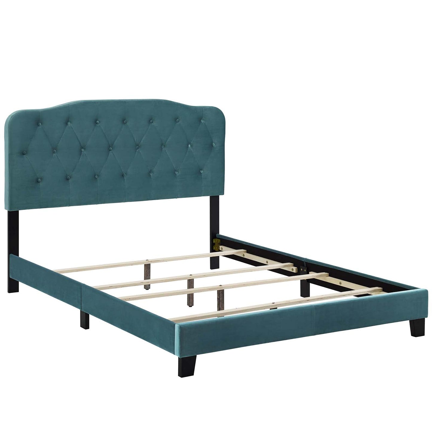 Bed | CasaFoyer Amelia Twin Bed | Luxurious Stain-Resistant Velvet | Button-Tufted Headboard | Solid Wood Construction | Non-Marking Legs | Reinforced Center Beams | Ideal for Kids or Dorms | Sea Blue | casafoyer.myshopify.com