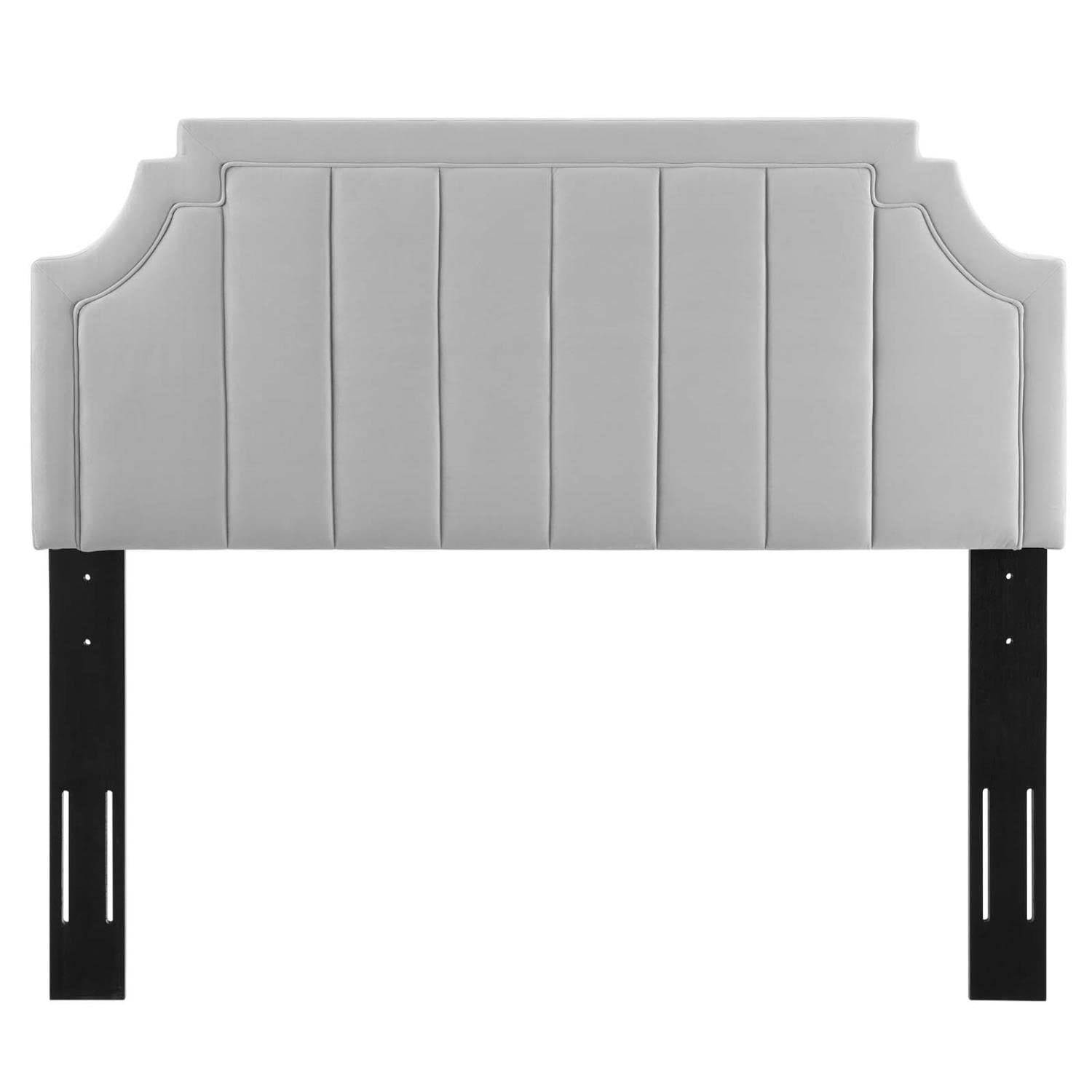 headboards | CasaFoyer Alyona Channel Tufted Performance Velvet Twin Headboard | Luxurious Texture | Glam Deco Style | Stain-Resistant | Easy Assembly | Light Gray | casafoyer.myshopify.com