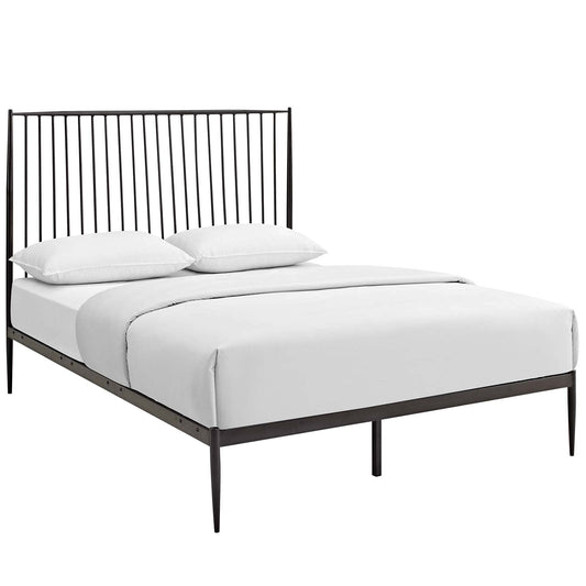 adjustable bed bases | CasaFoyer Annika Platform Bed | Tranquil Country Aesthetic | Durable Coated Steel | Non-Marking Foot Caps | Supports Various Mattress Types | Weight Capacity 1300 lbs | Queen Size | Brown | casafoyer.myshopify.com