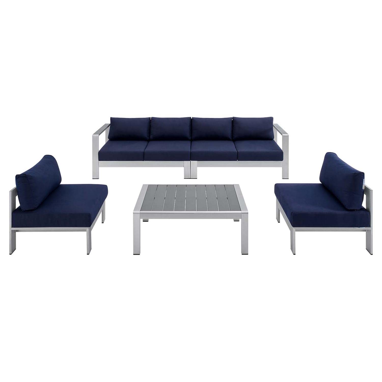 sofas | CasaFoyer Shore Outdoor Patio Aluminum 5 Piece Sectional Sofa Set | Sturdy Anodized Frames | Sunbrella Fabric | Perfect for Casual Gatherings | casafoyer.myshopify.com