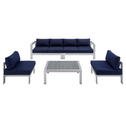sofas | CasaFoyer Shore Outdoor Patio Aluminum 5 Piece Sectional Sofa Set | Sturdy Anodized Frames | Sunbrella Fabric | Perfect for Casual Gatherings | casafoyer.myshopify.com