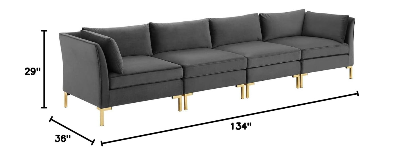 sofas | CasaFoyer Ardent Performance Velvet Sofa | Vintage Modern Glam Deco Style | French Piping | Stain-Resistant Upholstery | Gold Metal Legs | 4-Seater | casafoyer.myshopify.com