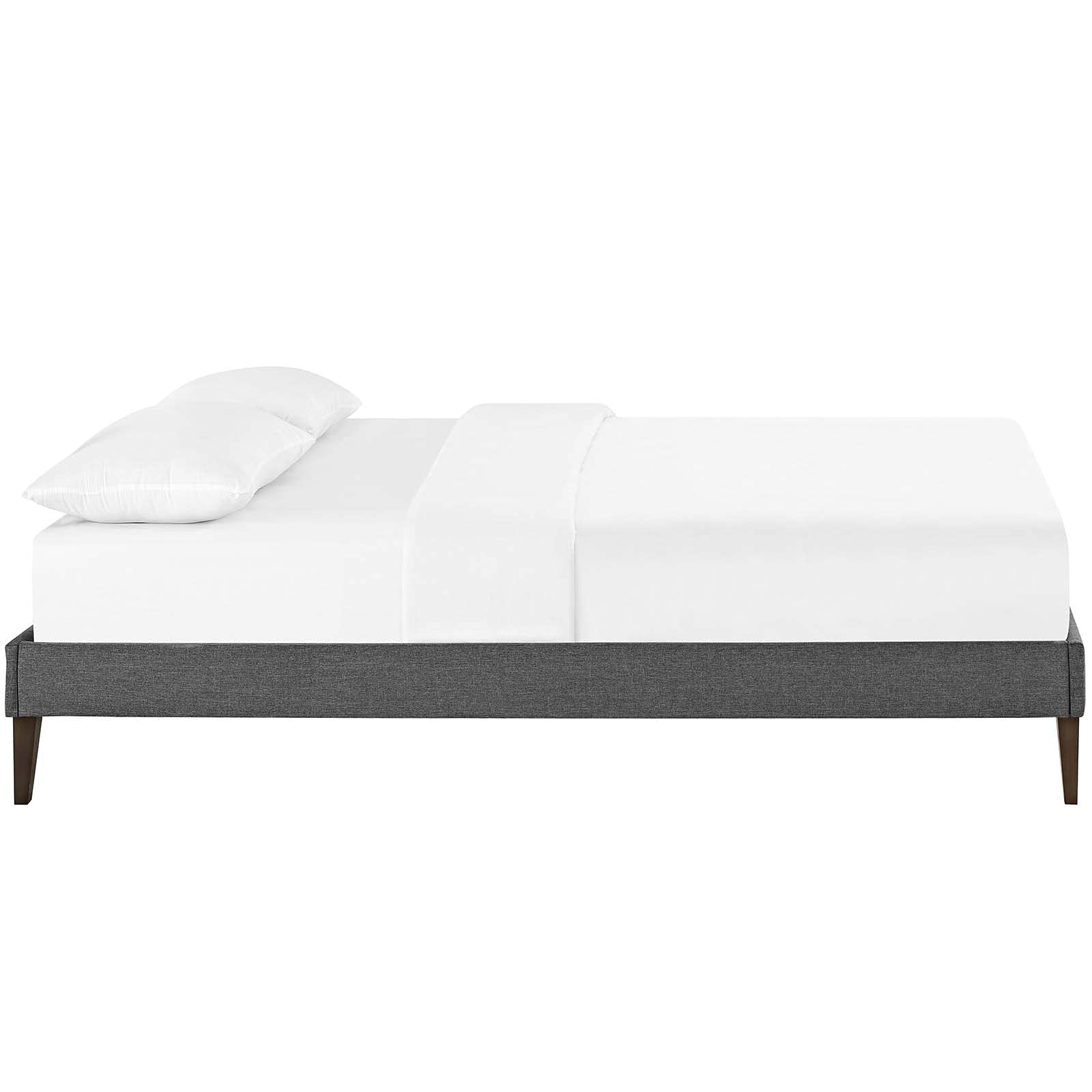 Bed | CasaFoyer  Tessie Platform Bed | Solid Wood Frame | Polyester Upholstery | Tapered Legs | 10 Wood Slats | No Box Spring Needed | Memory Foam Compatible | Gray | casafoyer.myshopify.com