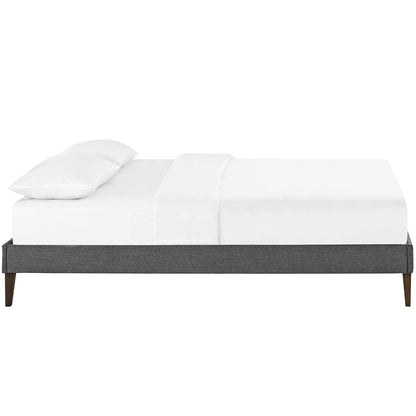 Bed | CasaFoyer  Tessie Platform Bed | Solid Wood Frame | Polyester Upholstery | Tapered Legs | 10 Wood Slats | No Box Spring Needed | Memory Foam Compatible | Gray | casafoyer.myshopify.com