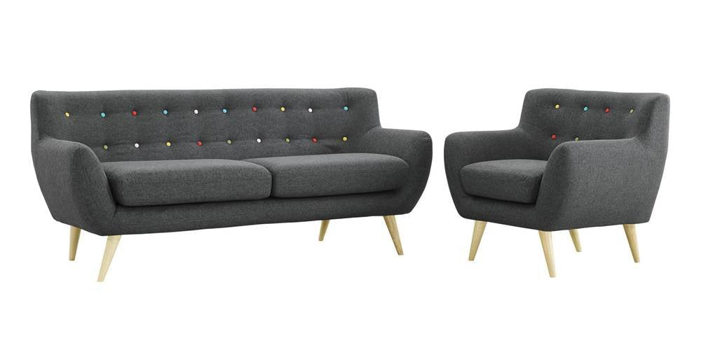 Sofa & chair Sets | Stunning Living Room Set | Plush Dual Cushion | Organic Design | Mid-Century Inspired | Polyester Upholstery | Remark Collection | Armchair & Sofa | casafoyer.myshopify.com