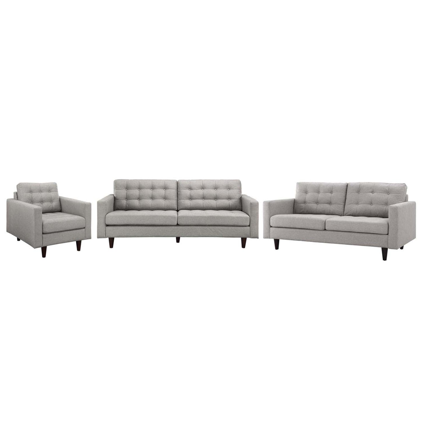 kitchen and dining room sets | CasaFoyer Empress Button Tufted Upholstered Fabric Sectional Sofa Set | Plush Cushions | Sturdy Support | Luxurious Seating | Light Gray | casafoyer.myshopify.com