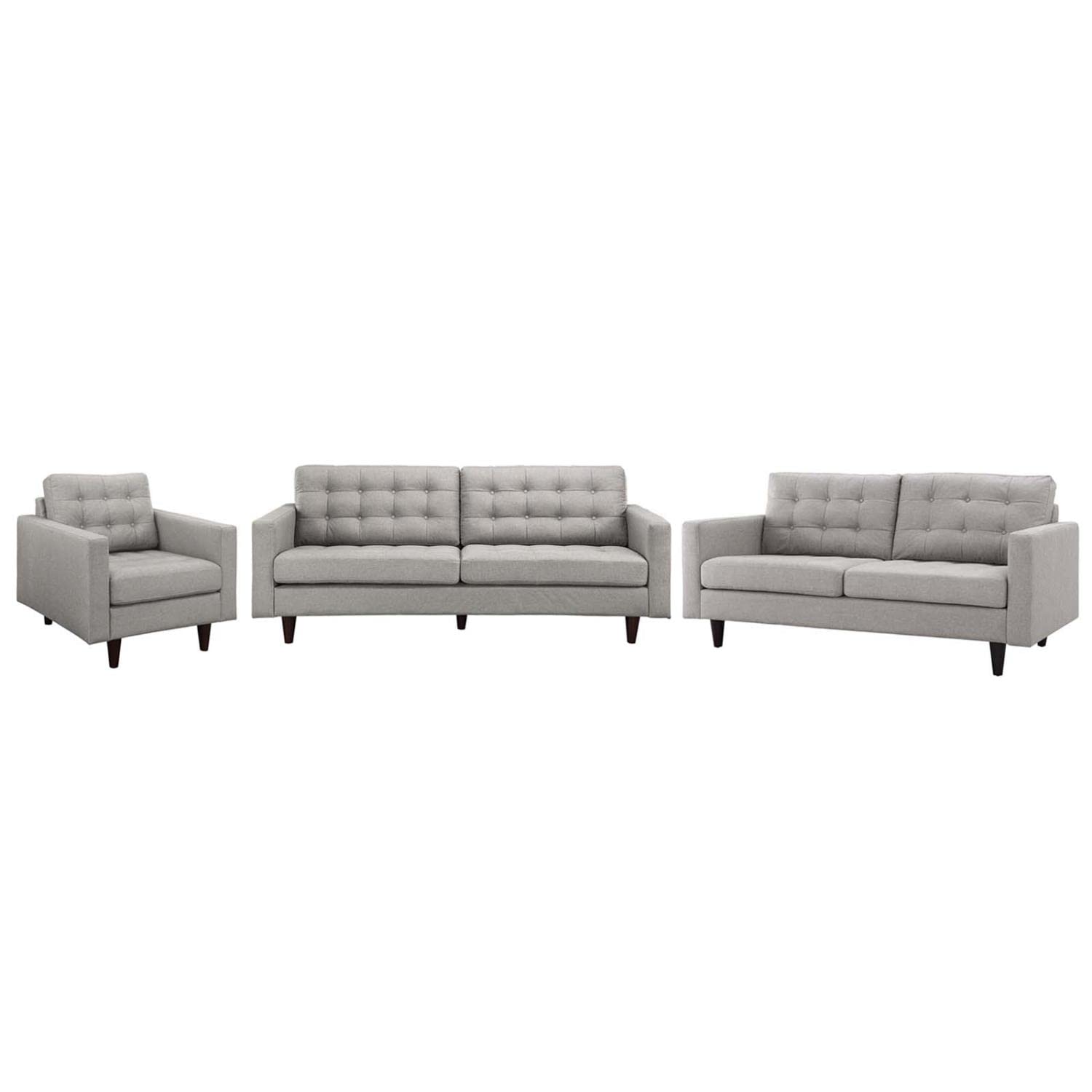 kitchen and dining room sets | CasaFoyer Empress Button Tufted Upholstered Fabric Sectional Sofa Set | Plush Cushions | Sturdy Support | Luxurious Seating | Light Gray | casafoyer.myshopify.com