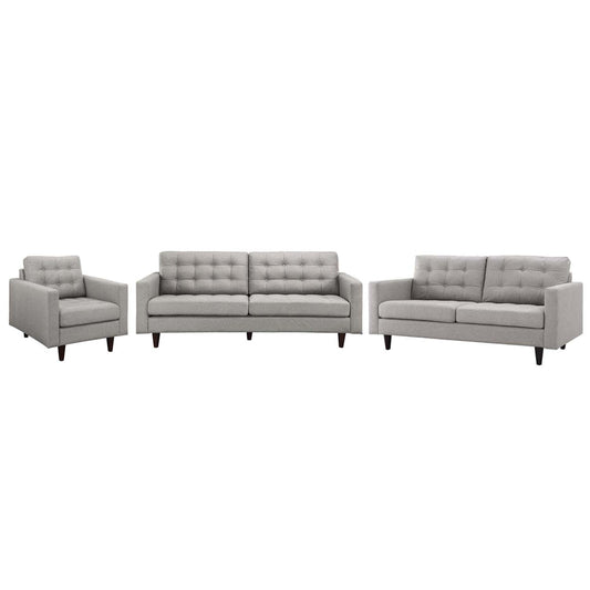 kitchen and dining room sets | CasaFoyer Empress Button Tufted Upholstered Fabric Sectional Sofa Set | Plush Cushions | Sturdy Support | Luxurious Seating | Light Gray | casafoyer.myshopify.com