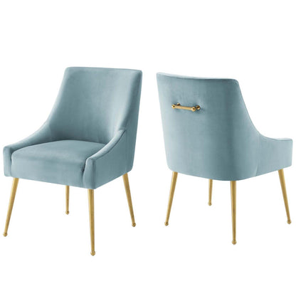 home office desk chairs | CasaFoyer Discern Performance Velvet Dining Chairs | Set of 2 | Elegant Design | Stain-Resistant Upholstery | Gold Legs | Versatile for Any Room | Light Blue | casafoyer.myshopify.com