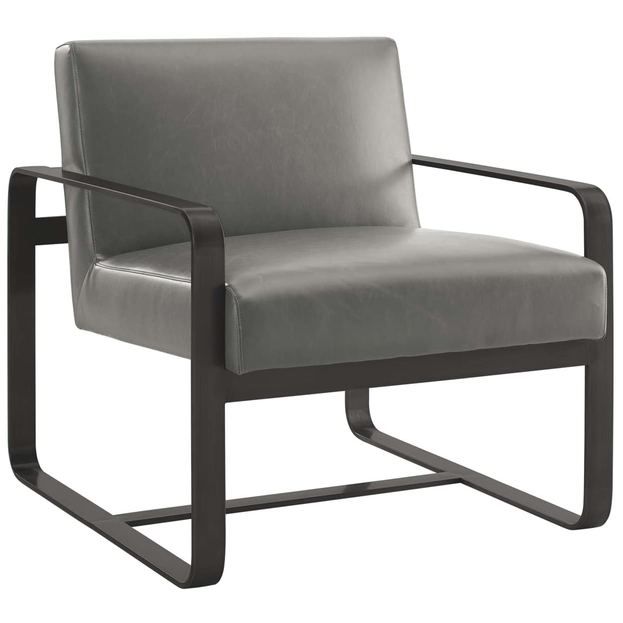 home office desk chairs | CasaFoyer Astute Armchair | Contemporary Design | Faux Leather Upholstery | Gray Stainless Steel Frame | Comfortable & Chic Lounge Chair | casafoyer.myshopify.com