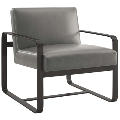 home office desk chairs | CasaFoyer Astute Armchair | Contemporary Design | Faux Leather Upholstery | Gray Stainless Steel Frame | Comfortable & Chic Lounge Chair | casafoyer.myshopify.com