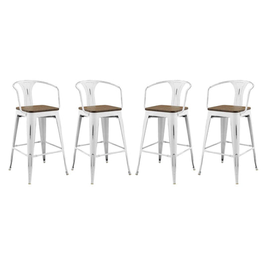 barstools | CasaFoyer Promenade Arm Bamboo & Metal Bar Stool Set of 4 | Vintage Steel Finish | Industrial Modern Design | Ideal for Home Decor & Bar Area | casafoyer.myshopify.com