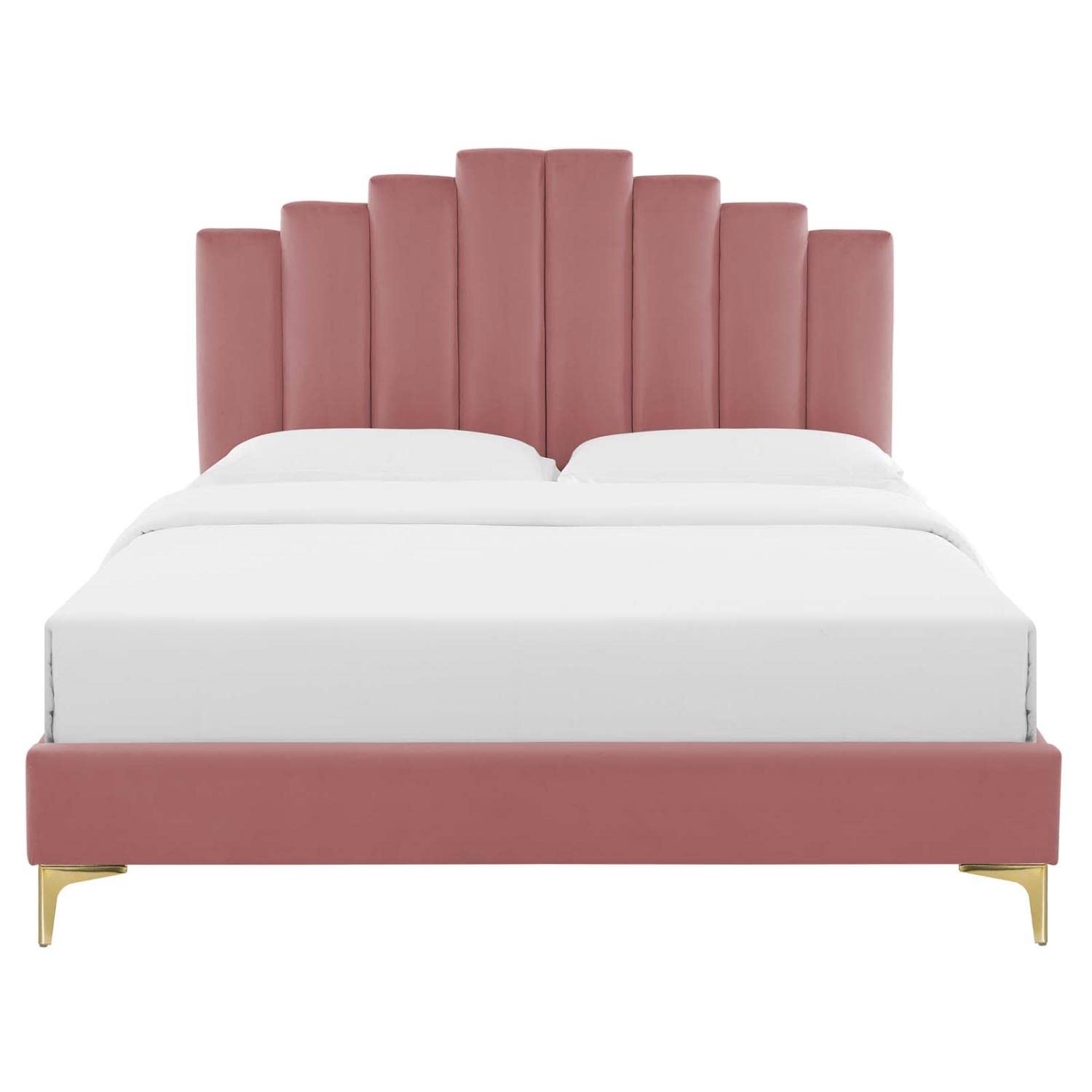 adjustable bed bases | CasaFoyer Elise Performance Velvet King Platform Bed | Glamorous Deco Style | Channel Tufting | Gold Metal Legs | Stain-Resistant & Durable | 800 lb Weight Capacity | Includes Headboard & Bed Frame | casafoyer.myshopify.com