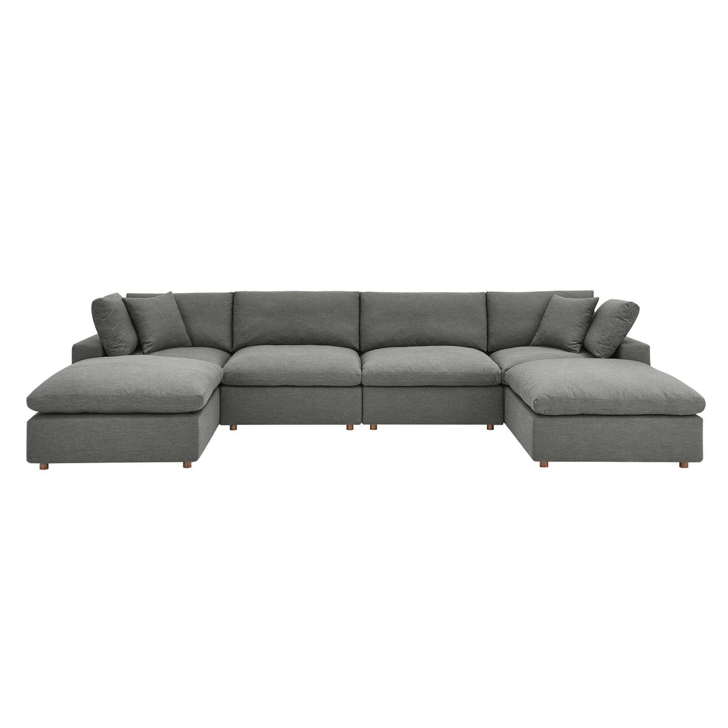 kitchen and dining room sets | CasaFoyer Commix Cozy & Relaxing 6-Piece Sectional Sofa Set | Gray | Plush Comfort | Clean-lined Design | Soft Polyester & Linen Fabric | Solid Wood Construction | Cotton & Down Cushions | Ideal for Living Room or Game Room | Weight Capacity 331 lbs | casafoyer.myshopify.com