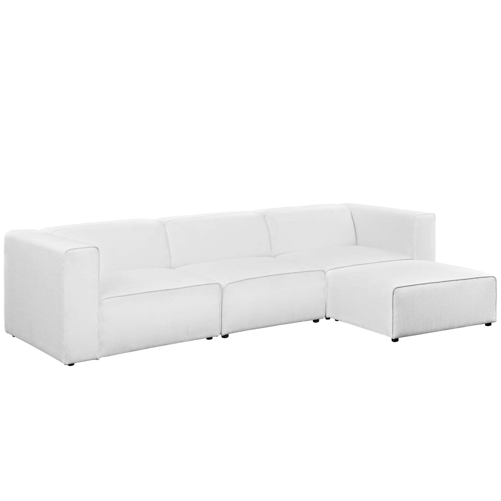 kitchen and dining room sets | CasaFoyer Mingle | 4-Piece Modular Sectional Sofa Set | Spacious, Comfortable, and Stylish | Includes Left-Facing Armchair, Armless Chair, Ottoman, and Right-Facing Armchair | White Upholstered Fabric | casafoyer.myshopify.com