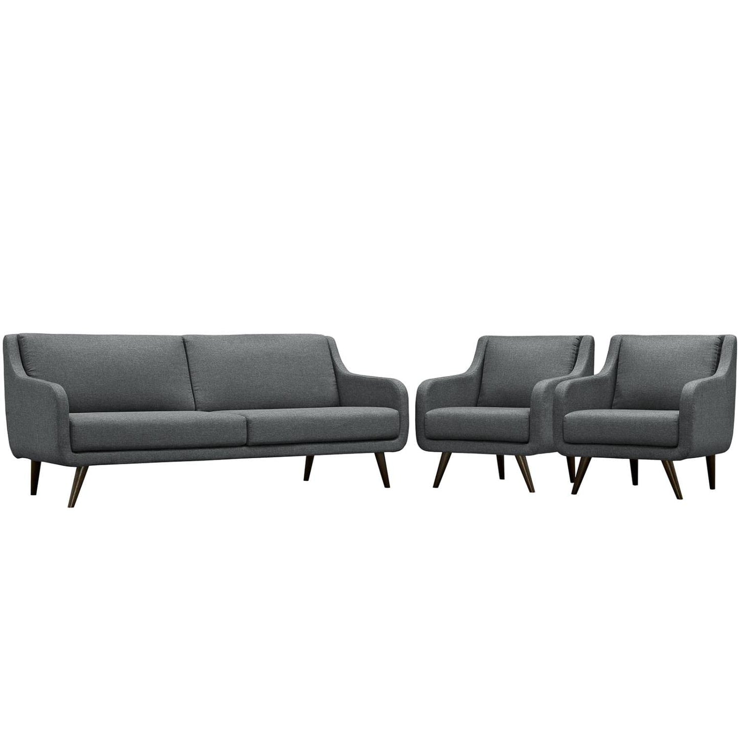 kitchen and dining room sets | CasaFoyer Verve Mid-Century Living Room Set | Stylish & Comfortable Furniture | Espresso Stained Wood Legs | Sofa & 2 Armchairs | Gray | casafoyer.myshopify.com