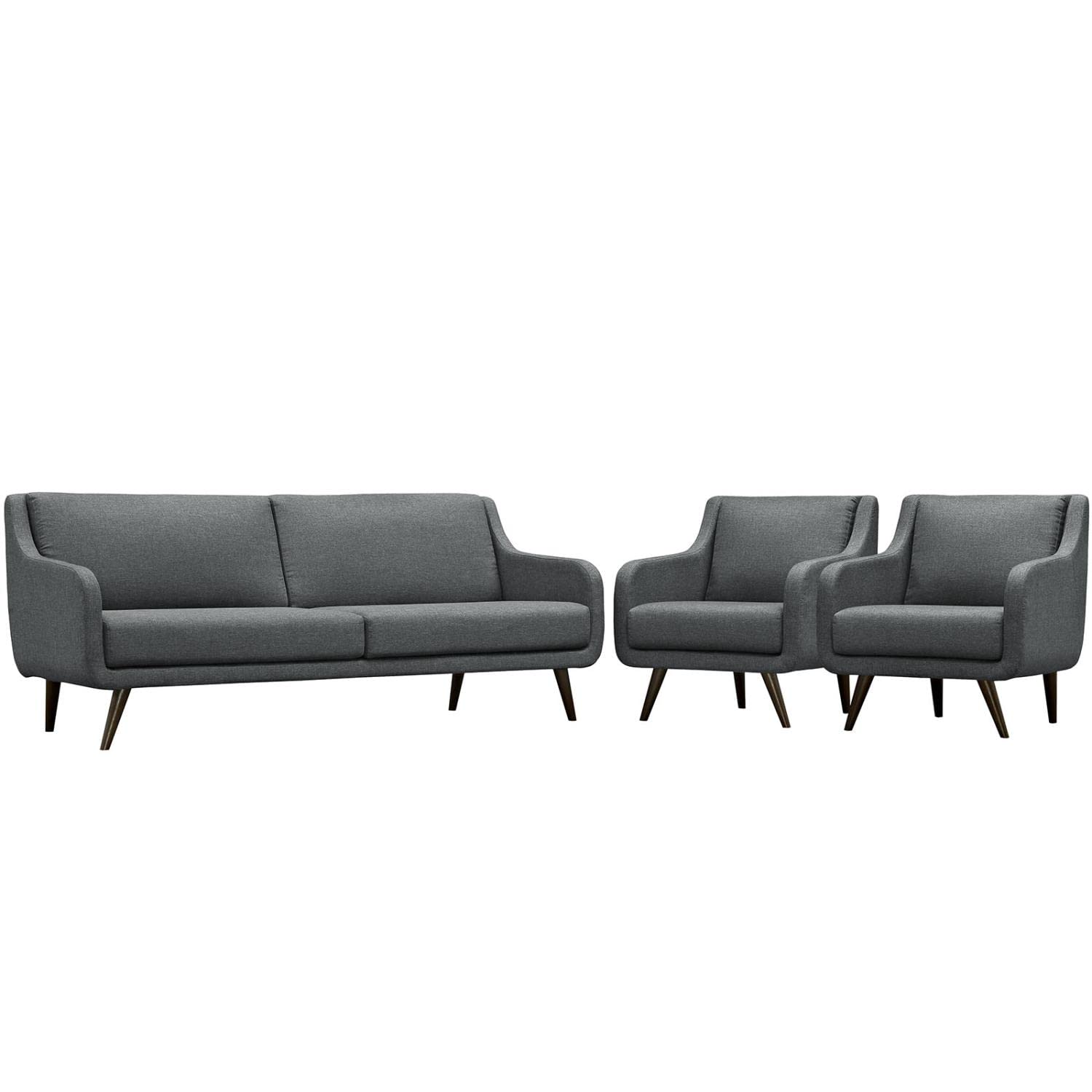 kitchen and dining room sets | CasaFoyer Verve Mid-Century Living Room Set | Stylish & Comfortable Furniture | Espresso Stained Wood Legs | Sofa & 2 Armchairs | Gray | casafoyer.myshopify.com