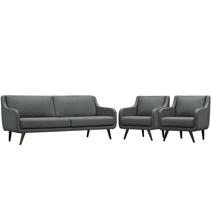 kitchen and dining room sets | CasaFoyer Verve Mid-Century Living Room Set | Stylish & Comfortable Furniture | Espresso Stained Wood Legs | Sofa & 2 Armchairs | Gray | casafoyer.myshopify.com