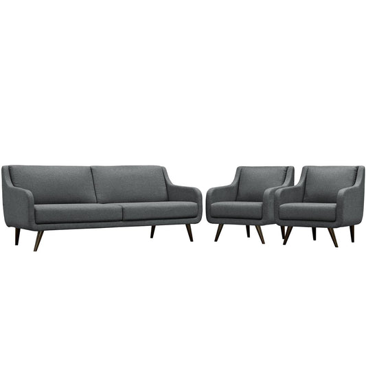 kitchen and dining room sets | CasaFoyer Verve Mid-Century Living Room Set | Stylish & Comfortable Furniture | Espresso Stained Wood Legs | Sofa & 2 Armchairs | Gray | casafoyer.myshopify.com