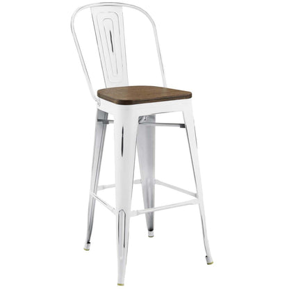 barstools | CasaFoyer Promenade Side Bamboo & Metal Bar Stool | Vintage Steel Finish | Industrial Modern Design | Ideal for Breakfast Nook or Bar Area | Complete Set | casafoyer.myshopify.com