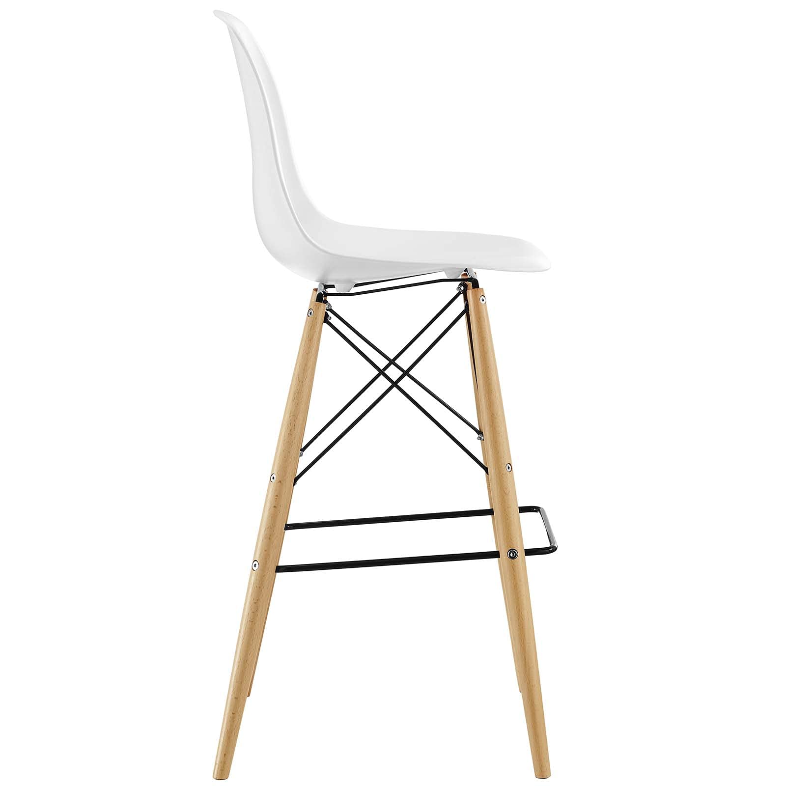 barstools | CasaFoyer Wood Pyramid Dining Side Bar Stool Set of 2 - White | Sturdy Molded Plastic Top | Solid Wood Legs | Foot Caps | casafoyer.myshopify.com
